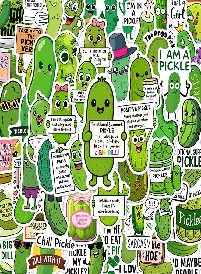 BEATRI Pickle Stickers Waterproof Vinyl 50Pcs Affirmations Pickle Decor & Party Favors for Laptop, Water Bottle, Skateboard & Travel Gear | Non-Repeating Decals, High-Definition Print - Image 1